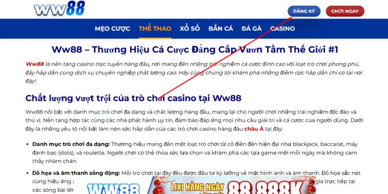 Cách đăng ký chi tiết tài khoản ww88 cho tân thủ